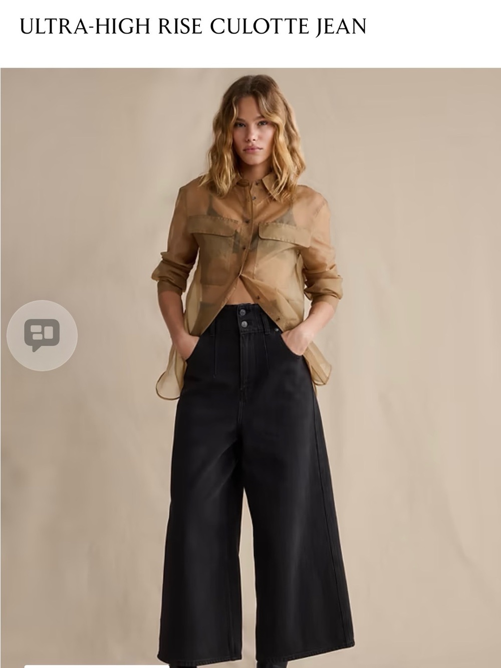 Banana Republic Black Ultra-High Rise Culotte Jeans